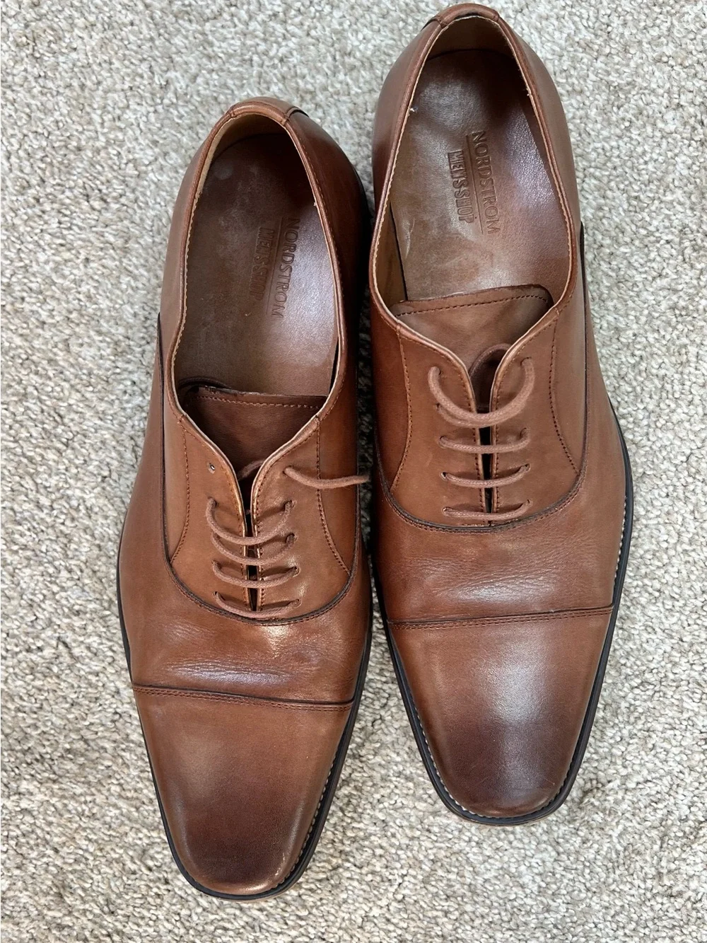 Nordstrom Men’s Brown Italian Leather Cap-Toe Oxfords